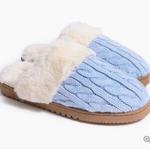 J. Crew Blue Cable Knit Women's Slippers